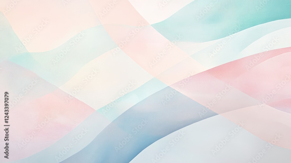 Poster minimalist abstract artwork with soft, elegant pastel hues and fluid lines creating a clean and mode