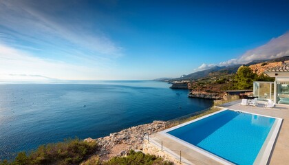 Fototapeta premium villa with pool by the sea with amazing views