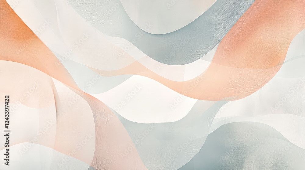 Poster minimalistic abstract artwork with pastel tones and smooth, flowing lines creating a soft and modern