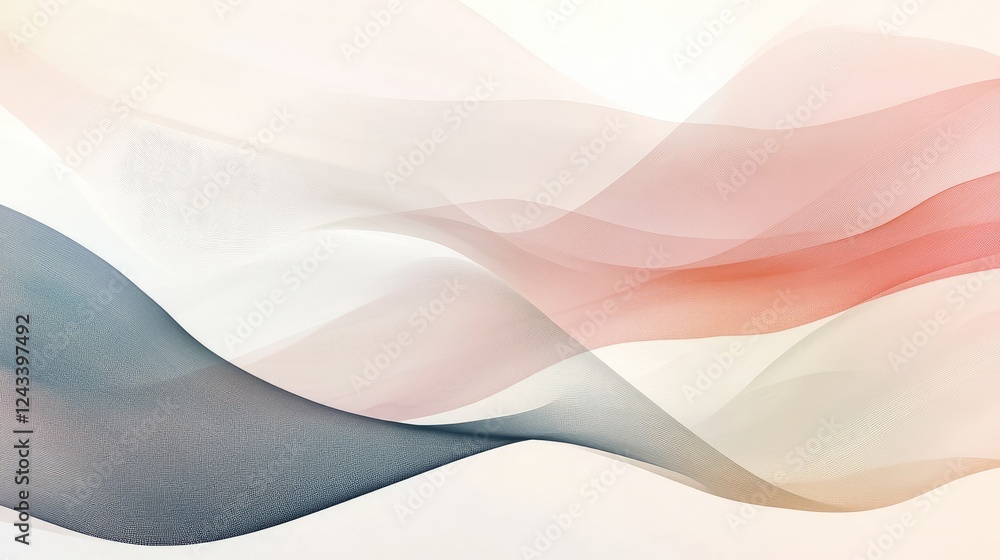 Poster minimalistic abstract artwork with pastel tones and smooth, flowing lines creating a soft and modern
