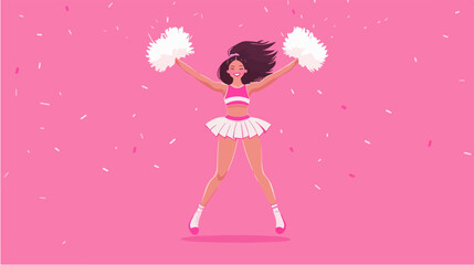 Obraz premium Illustration of a beautiful cheerleader girl. Cheerleader with pompoms in her hands. Cheerleading.