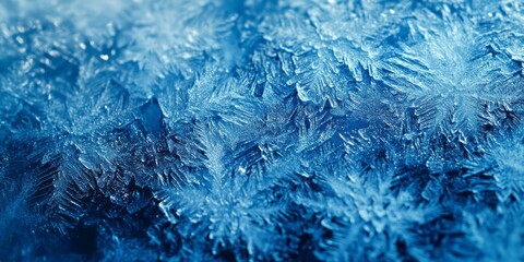 Fototapeta premium Intricate Blue Ice Crystals Frosty Winter Texture