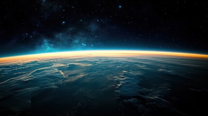 Fototapeta premium A stunning view of Earth from space, showcasing the curvature and atmosphere.