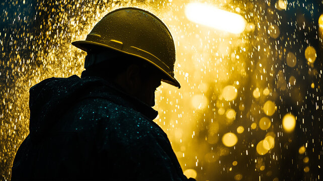 大雨の中で作業を続ける作業員&mdash;シルエットが映し出す過酷な現場