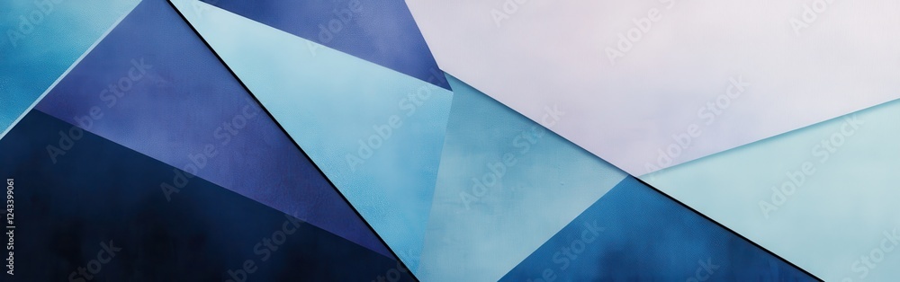 Poster cool minimalist geometric composition features various shades of blue and textures in an abstract ar