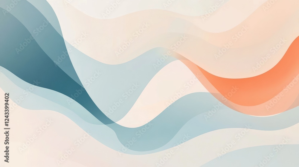 Poster a serene abstract design featuring soft pastel gradients and smooth, flowing curves in a minimalist 