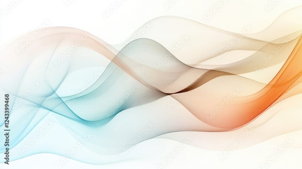 Poster a serene abstract design featuring soft pastel gradients and smooth, flowing curves in a minimalist 