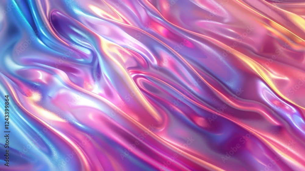 Poster vibrant abstract gradient blending iridescent colors with flowing textures and luminous reflections