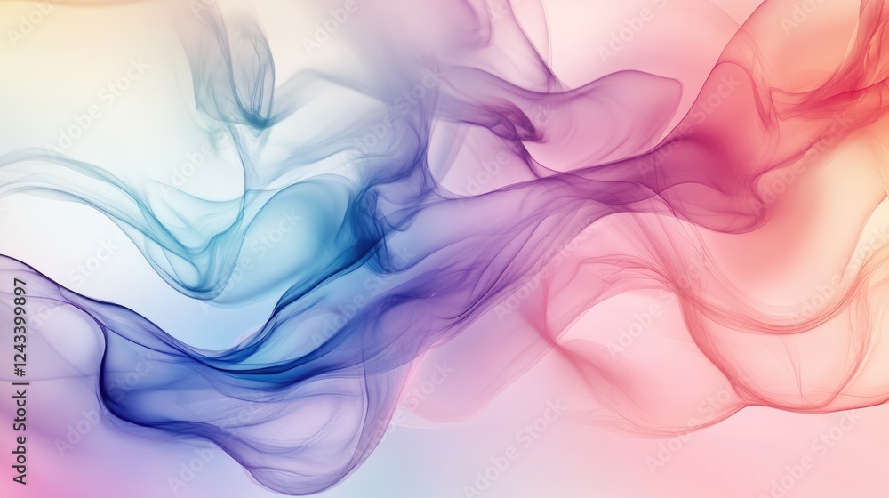 Poster abstract design with pastel gradients and fluid, flowing lines in a minimalist style for a modern, c