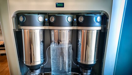 close up of a reverse osmosis unit purifying water ensuring safe and clean drinking water the system effectively filters contaminants providing high quality purified generative ai