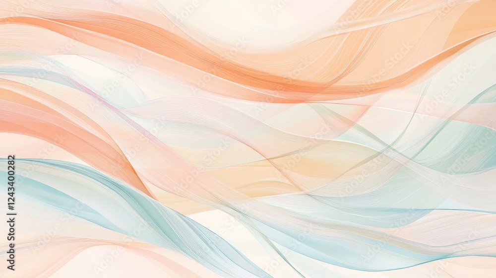Poster abstract minimalist design featuring smooth transitions of pastel colors and flowing lines for a cle