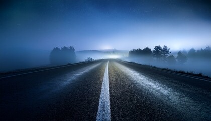 the lonely road fog at night