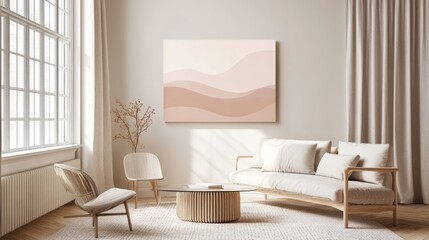 Fototapeta premium Contemporary pastel gradient artwork with flowing lines and minimalistic design, perfect for a serene aesthetic