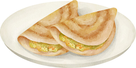 watercolor masala dosa
