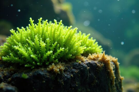 Stonewort alga Chara virgata on submerged rock, algae, aquatic, vegetation