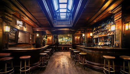 interior of a dark alley dive bar