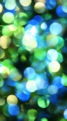 Obraz premium Abstract Green and Blue Bokeh Lights. Generated AI