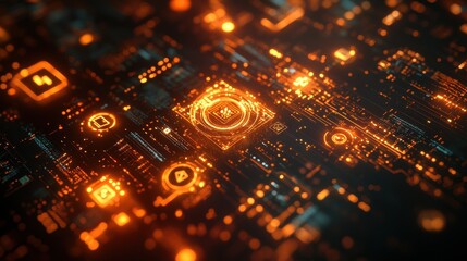 Dynamic blend of fintech tools showcases advanced digital technology in vibrant orange hues