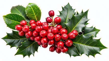 Festive Christmas Samara Berries & Holly Decoration PNG -  Winter Holiday Botanical Clipart
