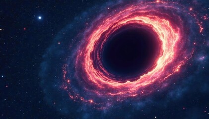 Naklejka premium swirling black hole against a starry night sky background, universe, emptiness, gravity