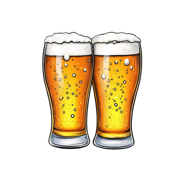two foamy beer glasses clip art preview