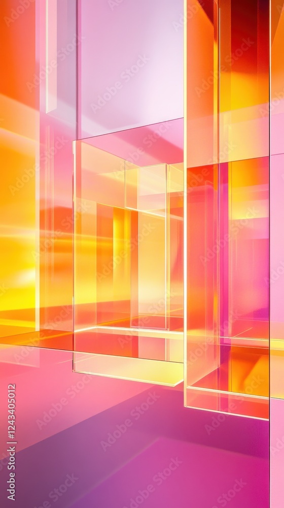 Aufkleber Clean and vibrant abstract design showcasing colorful geometric shapes and bright reflections