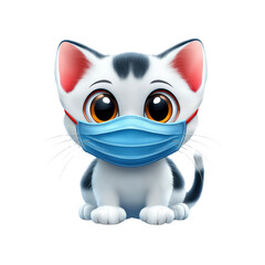 Obraz premium Adorable Kitten Wearing a Protective Face Mask