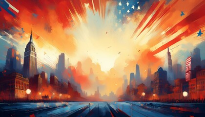 creative american patriotic background in grunge style with empty space for your text graphic resource