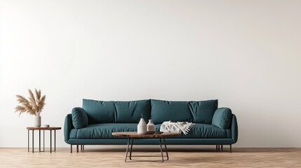 Teal Sofa in Minimalist Living Room