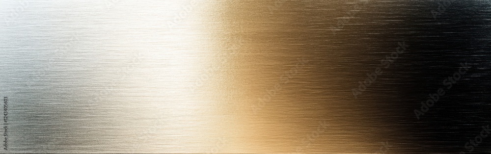 Aufkleber brushed metal texture transitioning from cold silver to warm gold tones in a sleek gradient