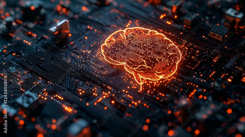 Poster futuristic concept of artificial intelligence with circuit board design