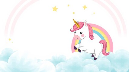 Cute unicorn and rainbow poster with slogan for baby room decor, baby shower, greeting cards, kids t shirts, hand drawn nursery, t shirts, kids, unicorn