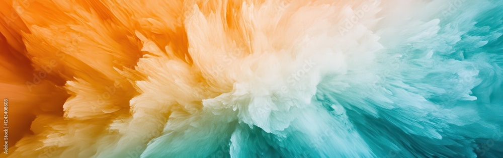 Poster Radiant blend of amber and teal hues with soft pencil strokes creating dynamic visual texture in an artistic composition