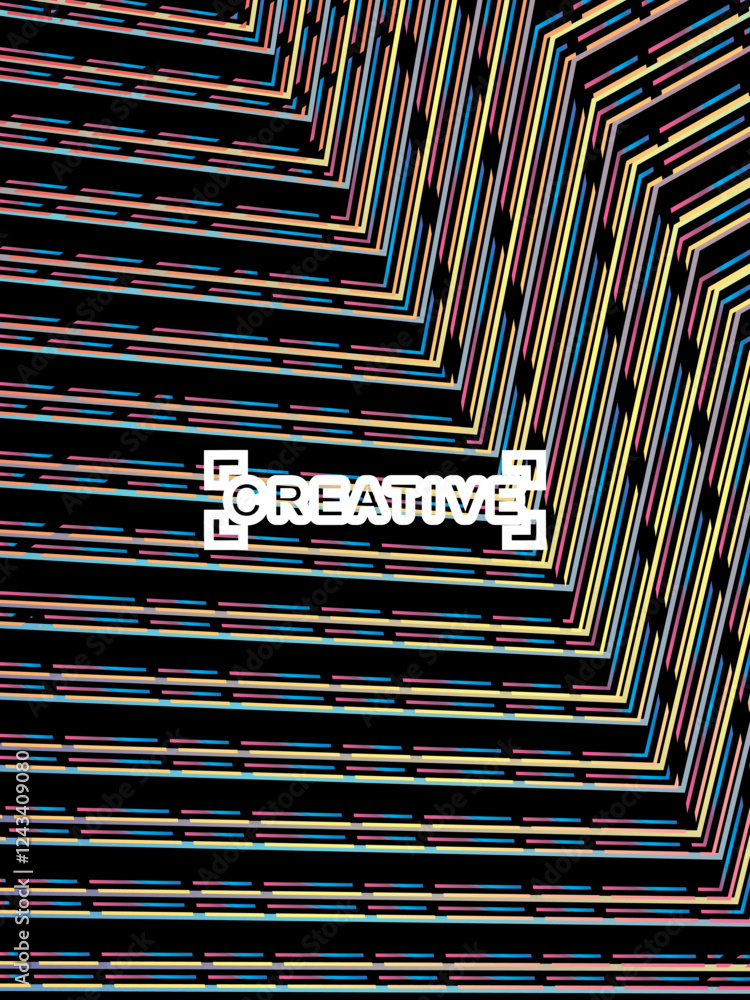 Fototapete futuristic abstract technology shining rainbow light lines on modern line pattern black background. 