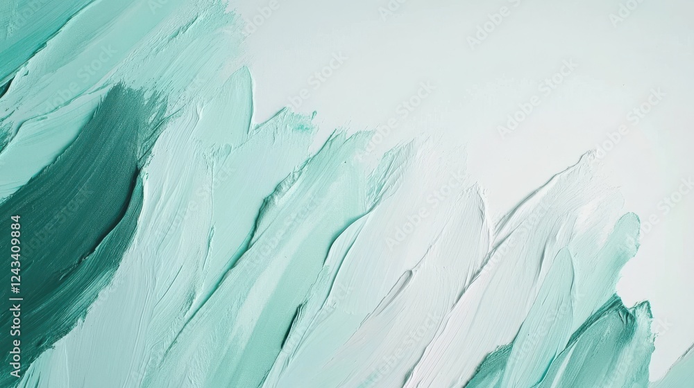 Poster mint and gray abstract brushstrokes create a calming and modern visual experience for contemporary d