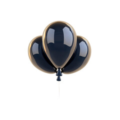 Elegant Black and Gold Balloons Floating on Transparent background