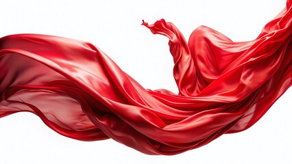Obraz premium Flowing Red Silk Fabric, Panoramic, Isolated, Elegant Drape, High-Resolution