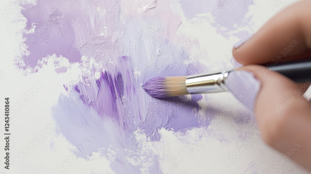Poster creating a soft blend of lavender and mint tones with minimalist pencil strokes on canvas
