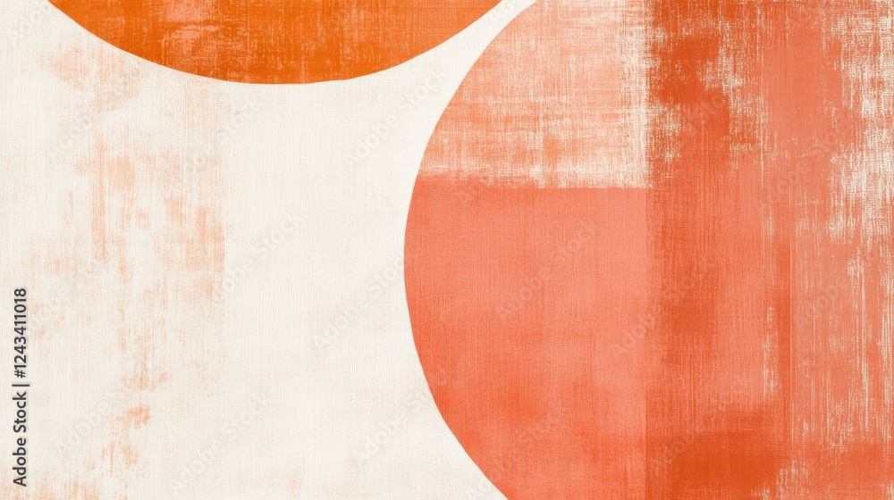 Poster Minimalist composition featuring half-circles in coral and amber tones on a textured background for artistic inspiration