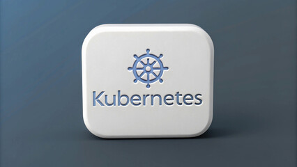 Kubernetes Icon on a Smooth Gray Background: Minimalistic 3D Rendering
