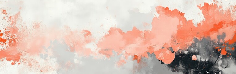 Obraz premium Elegant coral and gray abstract shapes creating harmonious transitions in negative space