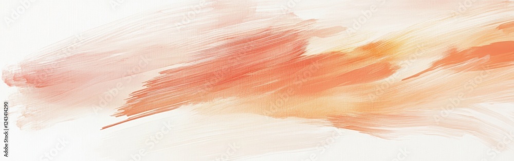 Poster Elegant peach and ochre pencil strokes create a calming effect on a clean white canvas with surrounding negative space