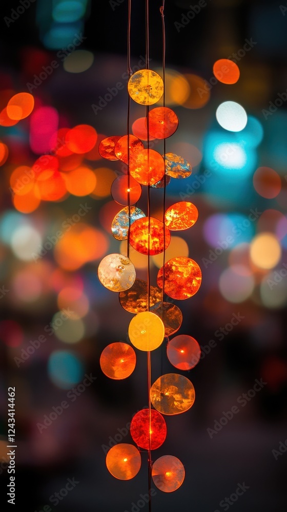 Aufkleber vibrant bokeh lights in warm shades of orange and red create an energetic atmosphere for an evening 