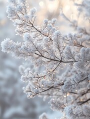 Obraz premium Winter Frost Envelops Delicate Branches In Sparkling Light