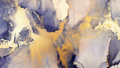luxury abstract fluid art with deep blue and gold texture, modern marble painting with metallic effect for wall decor and design

