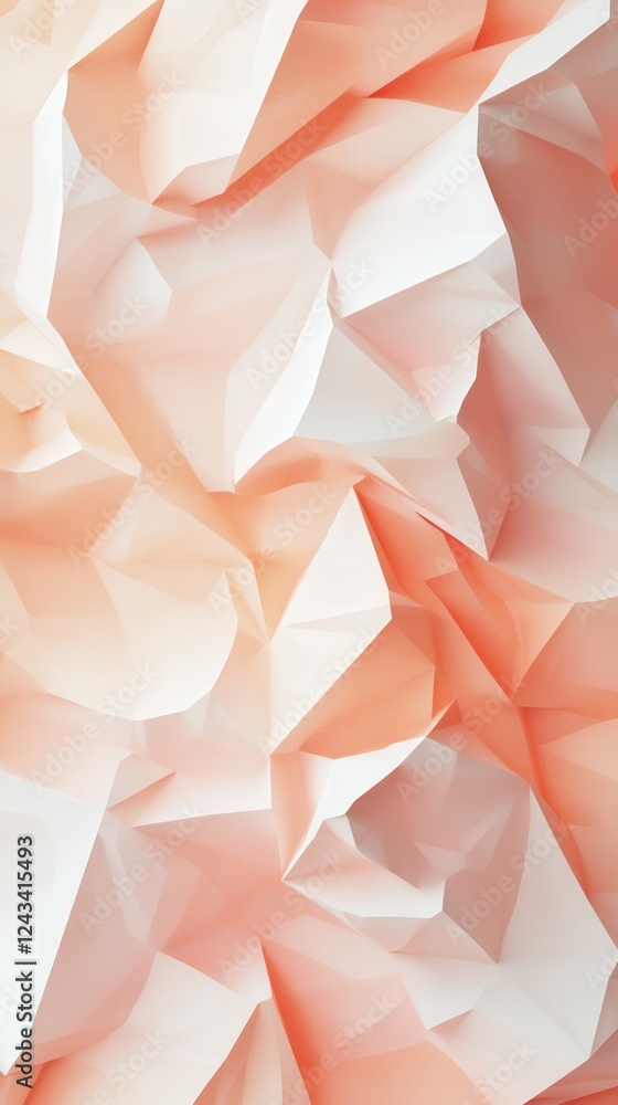 Poster abstract low-poly texture in soft coral and cream tones creates an elegant and warm atmosphere for d