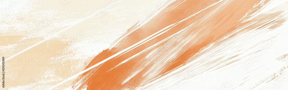 Poster Elegant abstract art featuring muted amber and peach pencil strokes intersected by delicate white lines, creating a minimalist composition