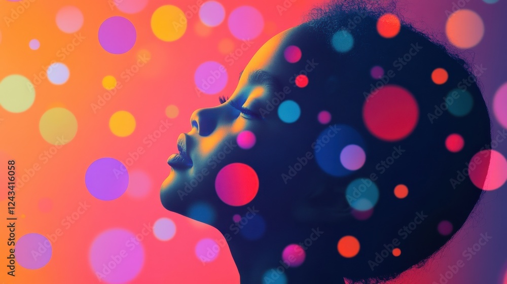 Poster child radiates joy in a vibrant display of polka dots and bold colors reflecting nostalgic energy an