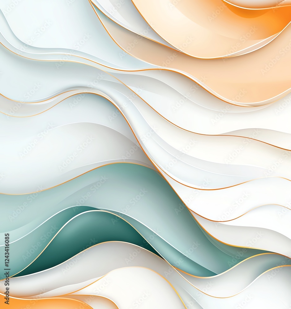 Poster a captivating abstract wave pattern featuring soft colors and layers that flow seamlessly. ideal for