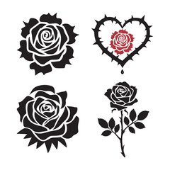 set of roses with hearts